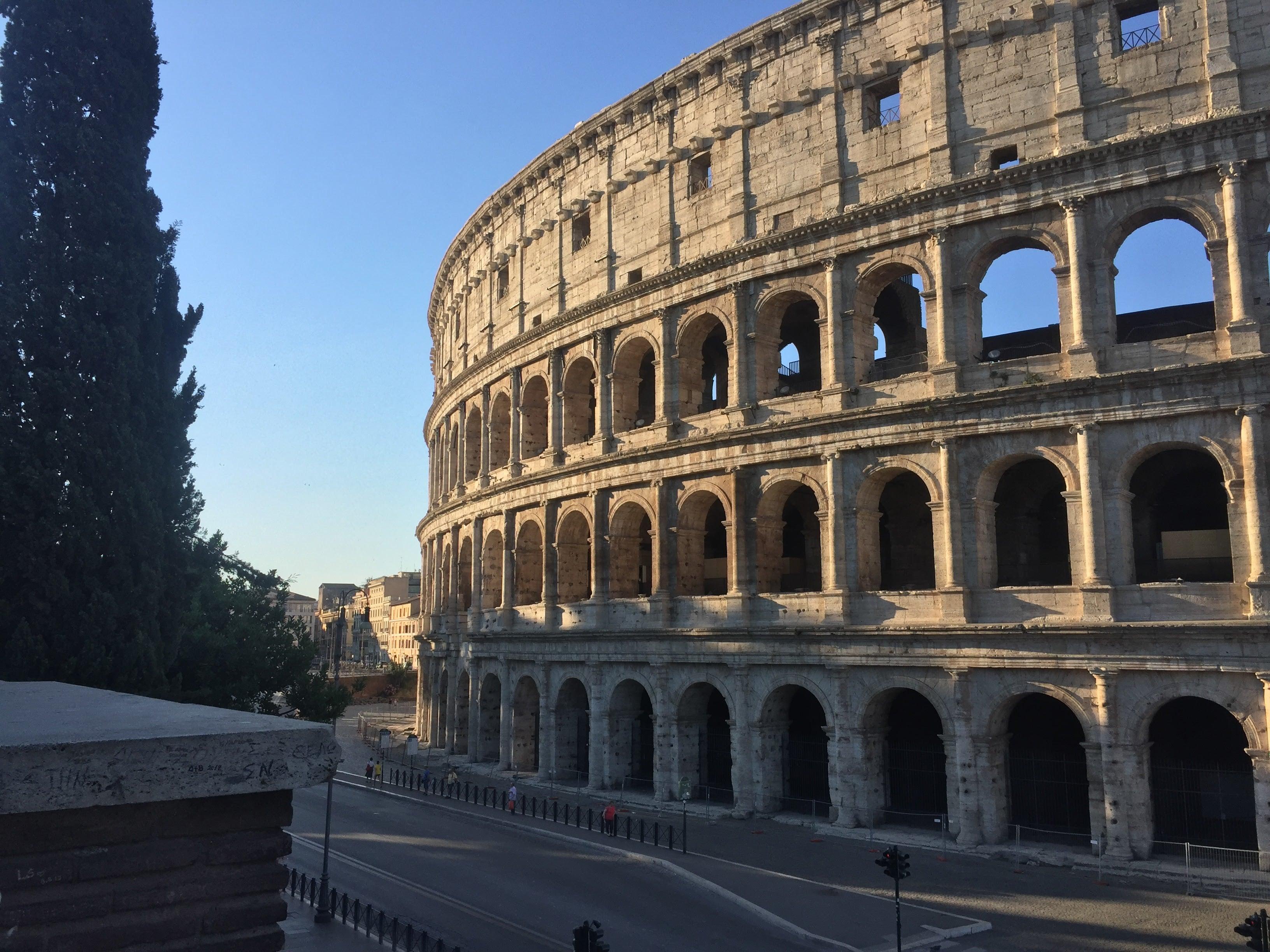 The Colosseum in Rome bathed in golden evening light