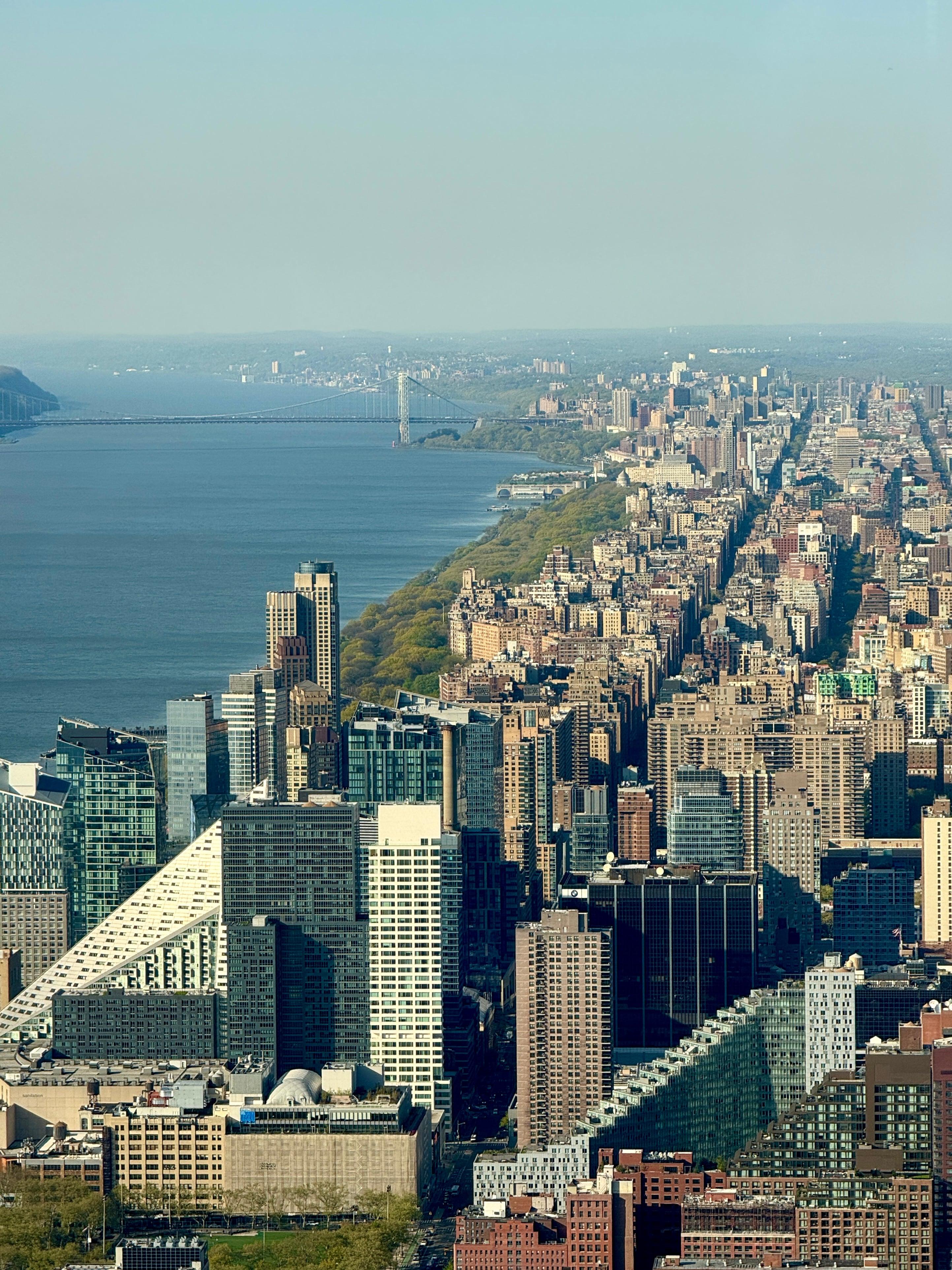 Aerial view of Upper West Side Hudson River and Central Park